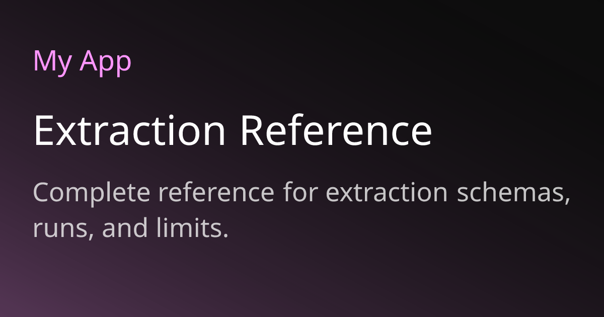 Extraction Reference | Moongraph Docs